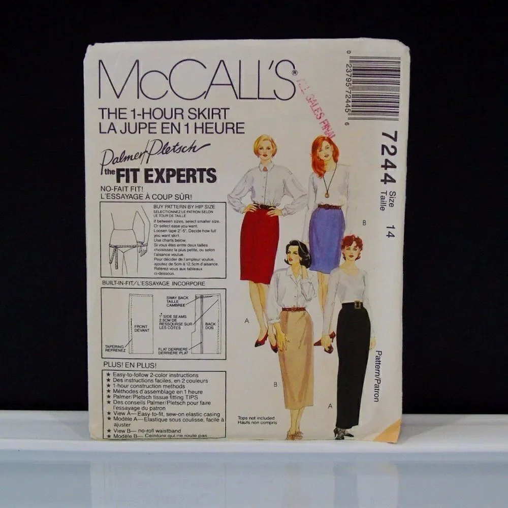 Vintage 90s McCall's 7244 Sewing Pattern